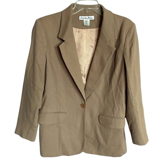 Kristen Blake Jackets & Blazers - Kristen Blake Tan Merino Wool Suit Jacket Women's Size 8